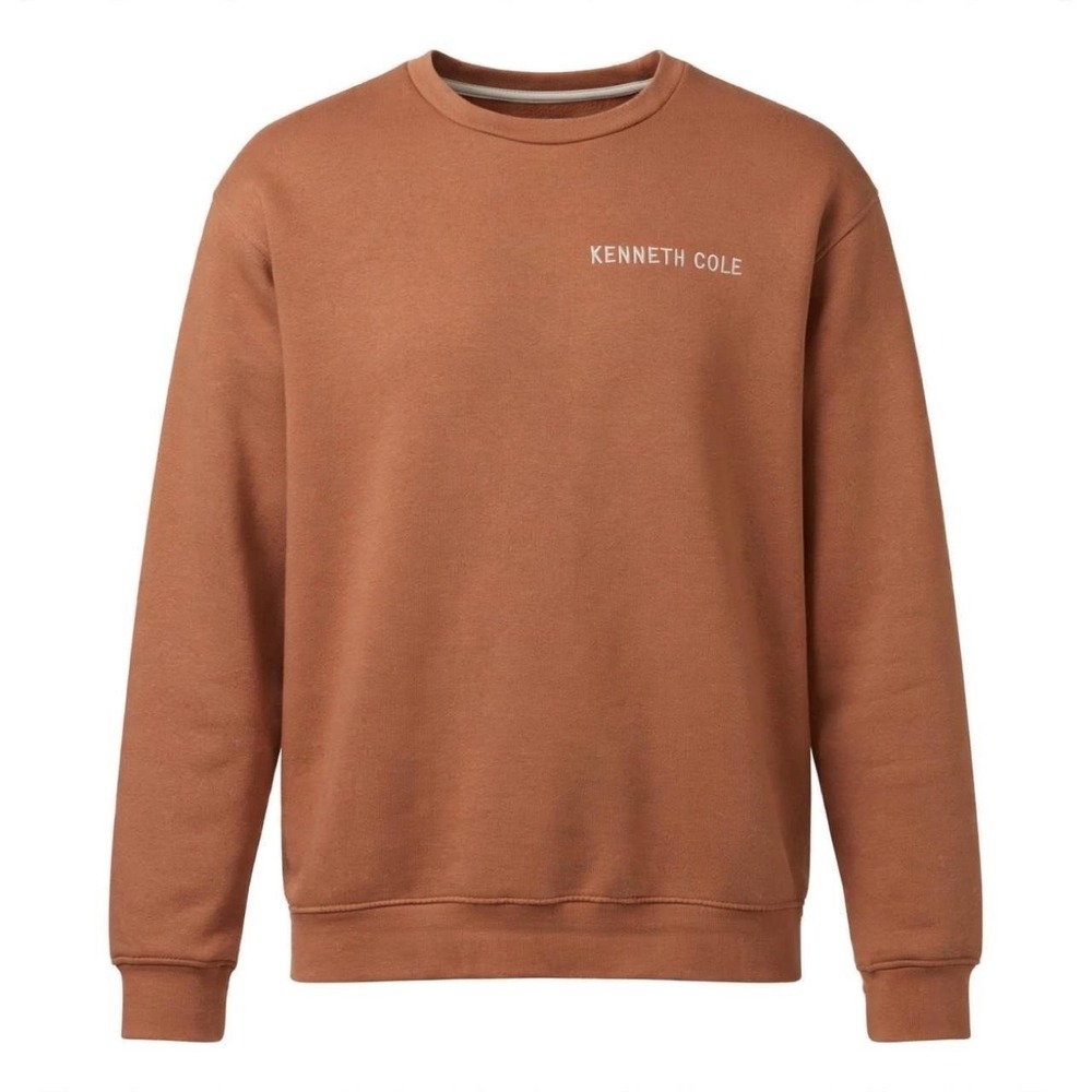 Kenneth Cole New York Sweatshirt Mens XL Brown Crewneck Embroidered Logo Y2K